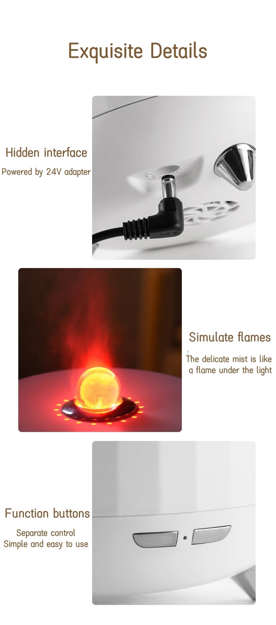 Ultrasonic Simulated Flame Lamp Air Humidifier