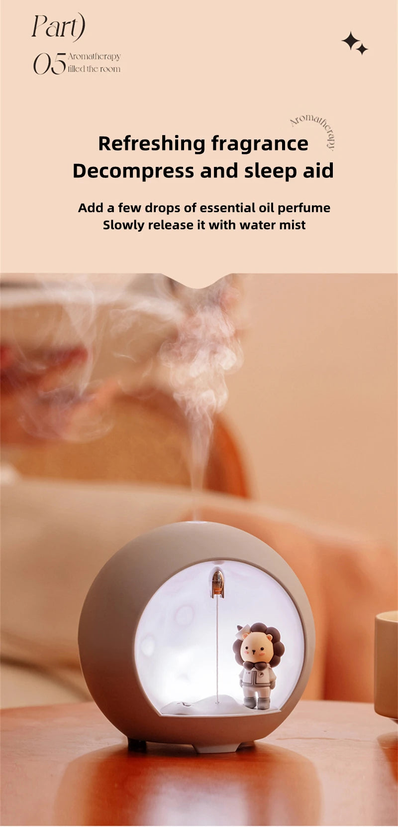 Cute Cartoon Romantic Lamp Mini Air Humidifier